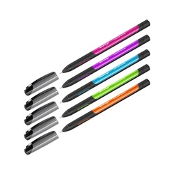 Ручка шариковая Berlingo "Color Zone stick" синяя, 0,7мм, прорезиненный корпус ассорти