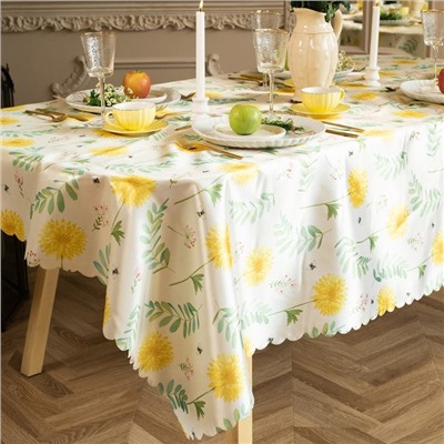 Скатерть Доляна "Уellow flowers" 145х110 см, 100% п/э