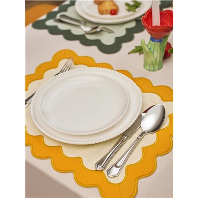 Салфетка под приборы с контрастным кантом горчичного цвета из коллекции Trendy Ruffles, 35х45 см
