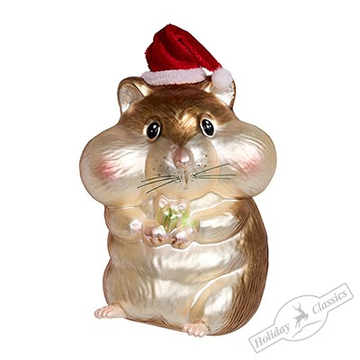 Хомяк в рождественском колпачке (стекло) 8,5х7х12,5 см