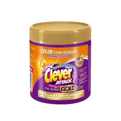 Пятновыводитель универсальный для цветных тканей Attak Oxi Action Gold Plus Color Clever, Clovin 730 г