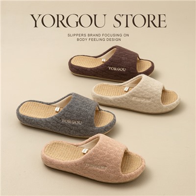 Slippers, non-slip universal footwear indoor, soft sole, absorbs sweat and smell, cotton and linen