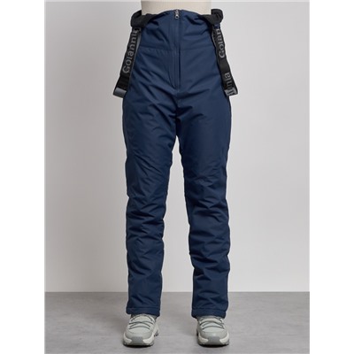 Полукомбинезон с высокой посадкой женский зимний темно-синего цвета 7605TS