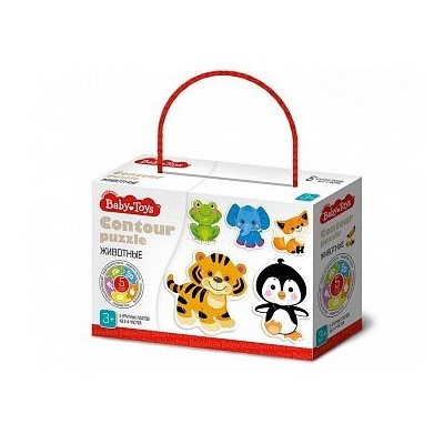 Пазлы контурные "Животные" Baby Toys 04117
