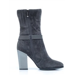 YF189-062M DK.GREY Полусапоги зимние женские (натуральная замша, натуральный мех (еврозима))