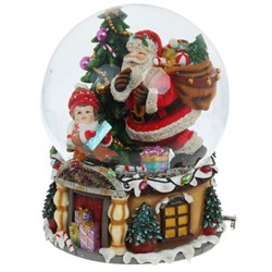 GAEM Фигурка декор в стекл шаре "Санта" (муз с ключ), D 15 см, L15 W15 H19 см