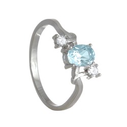 Кольцо с голубым топазом и фианитами ТФКН.792ГТ1.80