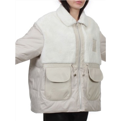 H24-223 LT. BEIGE Куртка демисезонная женская (100 гр. холлофайбер)