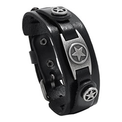 BS843 Кожаный браслет Звезда, 25х3см, цвет чёрный