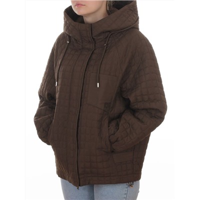 8039 BROWN Куртка стеганная демисезонная женская (100 гр. холлофайбер)