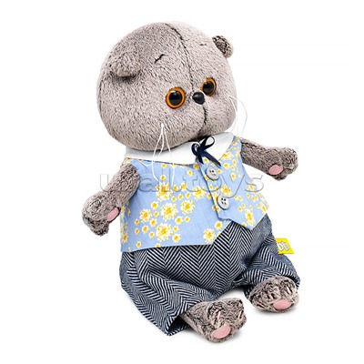 Кот Басик BABY в жилете в цветочек и брючках
