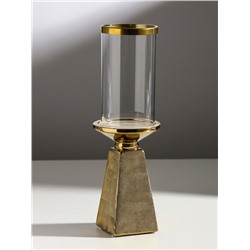 Подсвечник на 1 свечу «Буэно», керамика, стекло, d=7.5 см, золото, 9.5×9.5×29.5 см