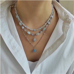 Сет из аквамарина: чокер + колье + цепочка