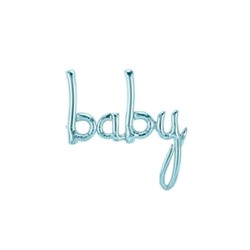 Шар фольгированный 16''  мини-надпись "Baby", голубой