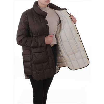 H24-328 BROWN Куртка пуховая облегченная женская (белый утиный пух)