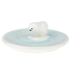 Кружка фарфоровая "Полярный" 320мл, д9,3см h7,5см, глянцевая глазурь, деколь с золотом, цвет - белый с голубым, фарфоровая крышка с декором, д/горла 7,7см, д/основания 6см, в подарочной коробке (Китай)