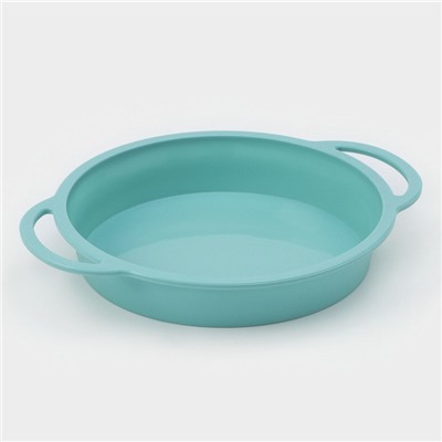 Форма для выпечки «Круг с ручками», силикон, 30.5×25×4.7 см (внутренний диаметр 24.7 см), бирюзовая