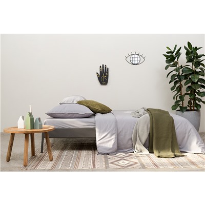 Плед из хлопка жемчужной вязки оливкового цвета из коллекции Essential, 130х180 см