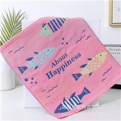 Zhiyang towel New Happy Fish Gauze Square Scarf Korea Soft absorbent kitchen hand towel factory price wholesale