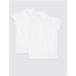 2pk Girls' Cotton Regular Fit School Polo Shirts (2-18 Yrs)