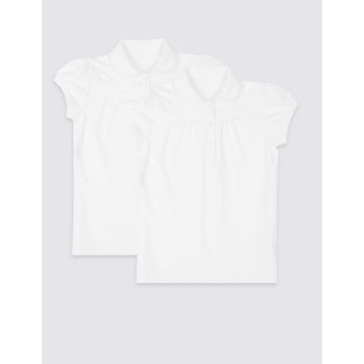 2pk Girls' Cotton Regular Fit School Polo Shirts (2-18 Yrs)