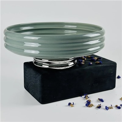 163-069 Фруктовница 26см на ножке MULTICOLOR в под.уп.(х8)Фарфор