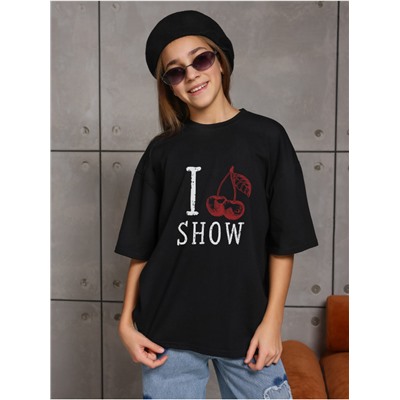 Футболка "Ягодка" Черный Девочка