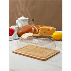 Блюдо для подачи и сервировки Доляна, с крышкой, 24.5×19×7 см, бамбук
