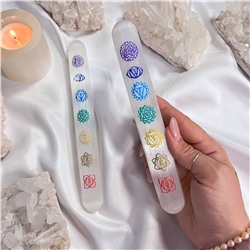 Радуга Самоцветов Массажная палочка из Селенита "Семь чакр"