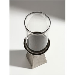 Подсвечник на 1 свечу «Буэно», керамика, стекло, d=7.5 см, серебро, 9.5×9.5×29.5 см