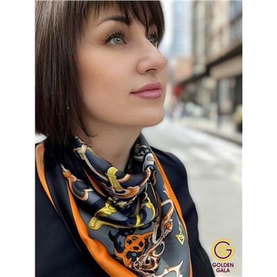 Платок на шею с украшением шелковый Арт 2530/07