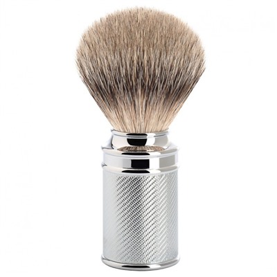 Muhle TRADITIONAL klassischer Rasierpinsel Silberspitz Dachszupf Griff chrom ziseliert  ТРАДИЦИОННЫЙ классический помазок для бритья с серебряным наконечником, ручка из барсука, точеный хром