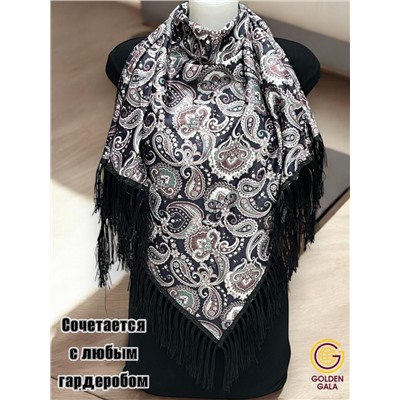 Косынка теплая на флисовой подкладке с бахромой Арт 2347/16