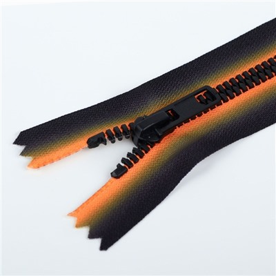 Молния «Трактор», №5, неразъёмная, замок автомат, 18 см, оранжевая, чёрная