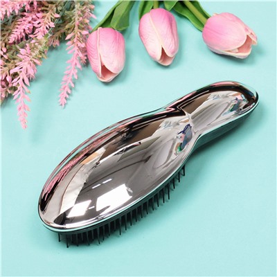 Расческа массажная компактная "Beauty Bar", цвет серебро, в коробке, 20*7см