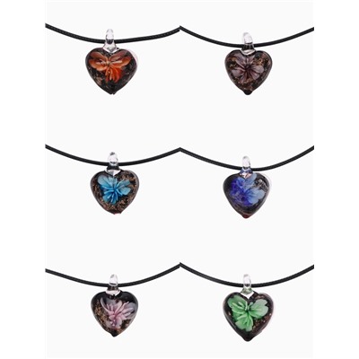 Кулон на шнурке «Муранское стекло», малый, сердечко темное, МИКС, 45 см