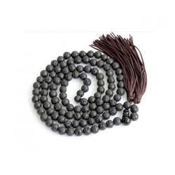 Чётки из Чёрного Лавового Камня, Black Lava Stone Mala For Shani & Root Chakra, произв. Kalyan Puja