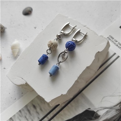 Серьги из сине-голубого вулканита