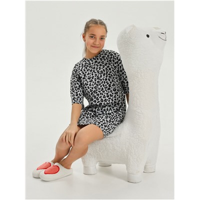 Платье домашнее "Леопард" Серый девочка