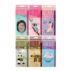Карандаши цветные 12 цветов FunColor, пластиковые, трёхгранные, МИКС