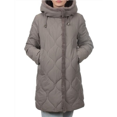 310 GRAY Пальто зимнее стеганое женское (200 гр. холлофайбер, натуральная норка)