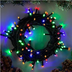 УЦЕНКА Гирлянда «Нить» 10 м, IP20, тёмная нить, 100 LED, 220 В, 8 режимов, свечение мульти