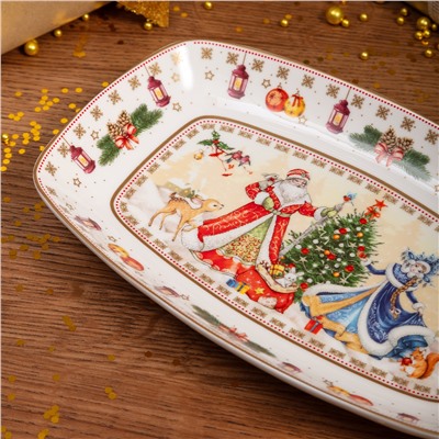 БЛЮДО LEFARD "ДЕД МОРОЗ И СНЕГУРОЧКА" ПРЯМОУГ. 25*16*3 СМ (КОР=12ШТ.)