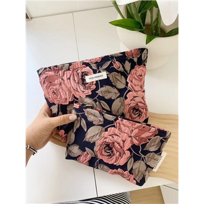 Capacious cloth, organizer bag, cosmetic bag, retro elegant liner, polyester, high-quality style