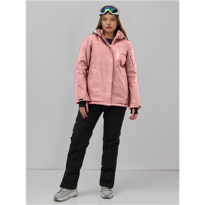 Горнолыжная куртка женская зимняя персикового цвета 7015_1P