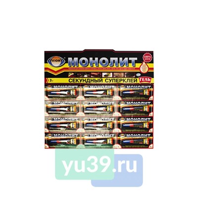 Суперклей-гель Монолит секундный, 3 гр., 12 шт.