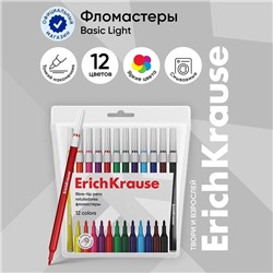 Фломастеры 12 цветов ErichKrause Basic, на водной основ, вентилируемый колпачок