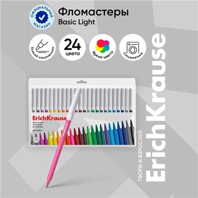 Фломастеры 24 цвета ErichKrause, вентилируемый колпачок, в футляре с европодвесом