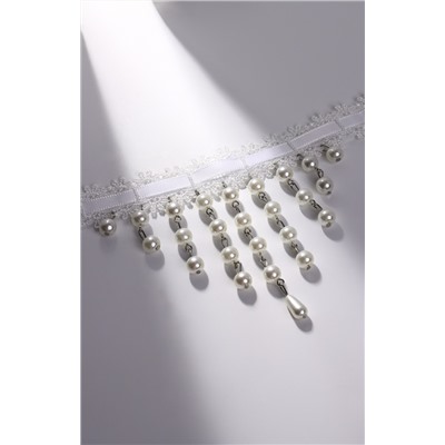 Чокер «Александрия» кружево, бусины, цвет белый, L=30 см