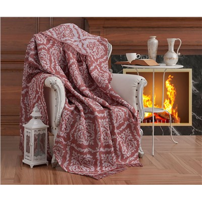 Накидка на Диван 170x220 см. 100% Хлопок Keten Damask Kiremit